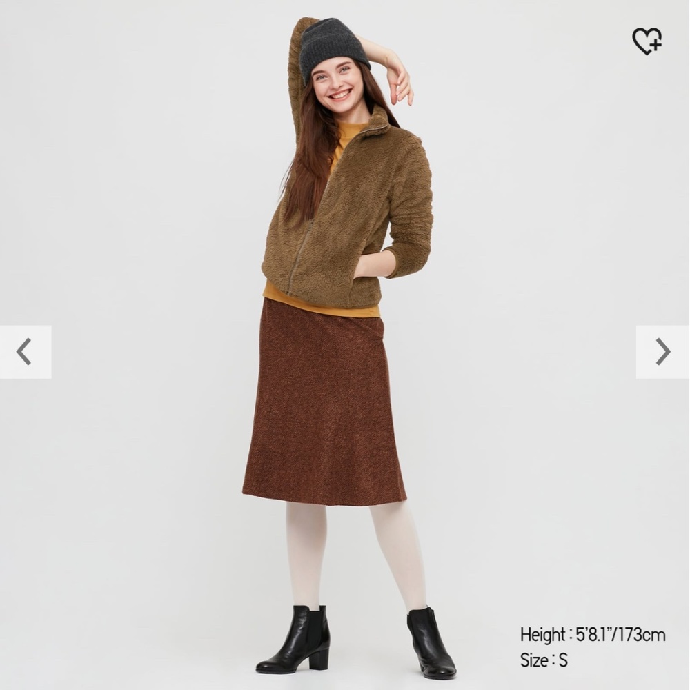 Uniqlo brown fluff yarn fleece zip jacket NWT